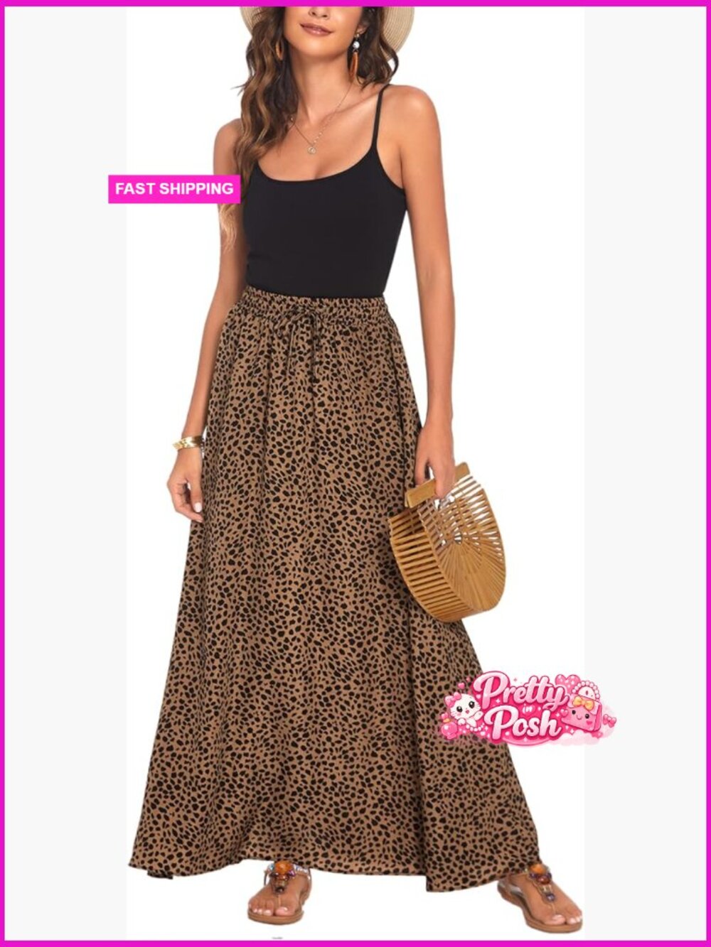 Flowy Pleated Chiffon Maxi Skirt with Elastic Waist